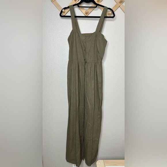 Asos Olive Green Women's Button Down Dress Sz 6 - Picture 1 of 6
